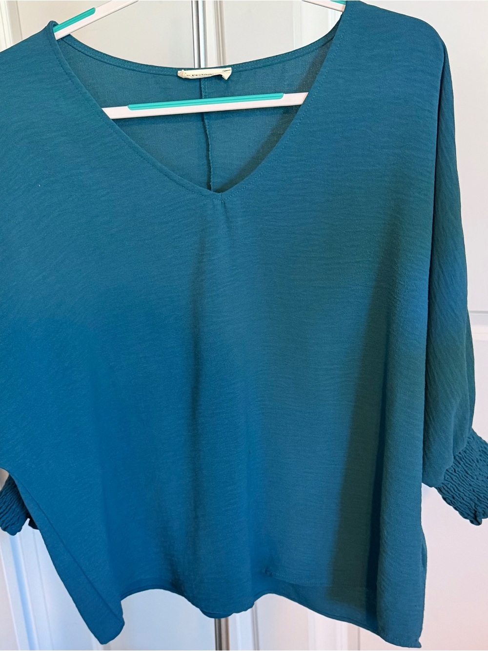 Teal V-Neck Women's Top
